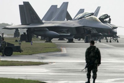 An F-22 Raptor, belonging to the United States Air Force, Okinawa, Japan