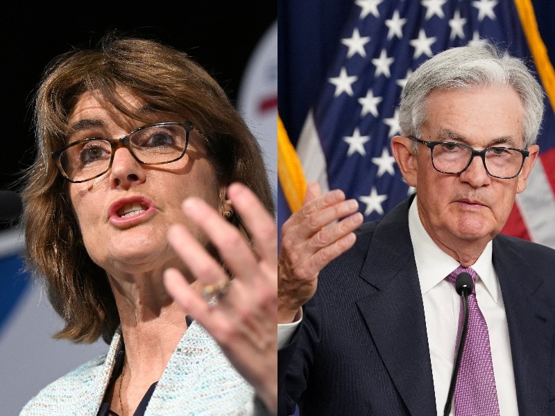 Composite image of RBA governor Michele Bullock and US Federal Reserve chair Jerome Powell.