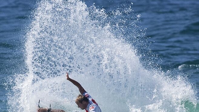 Taj Burrow lost out in the second-round heat at Bells Beach to Bobby Martinez.