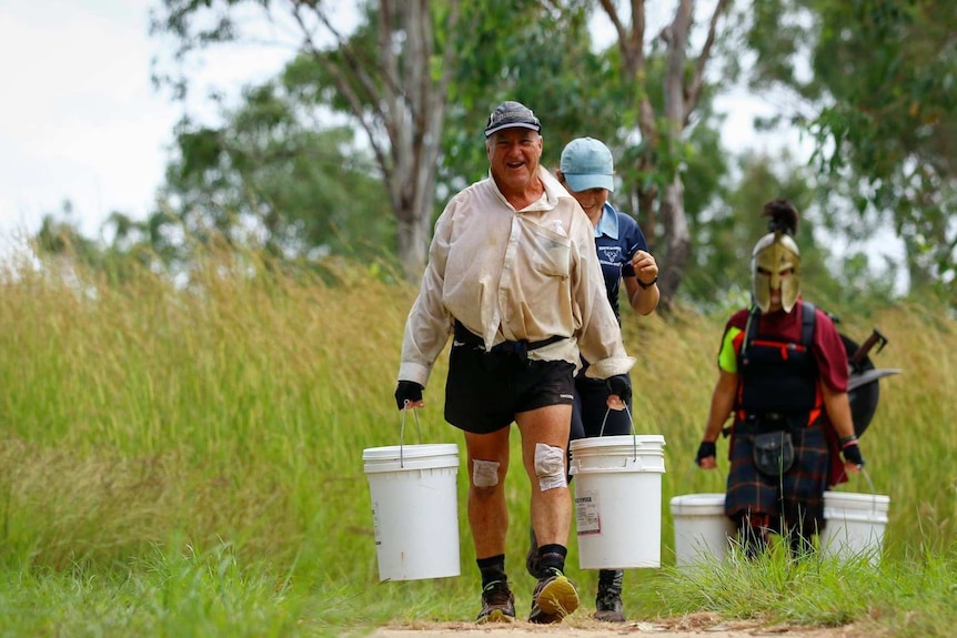 Dave Holleran completing the world's longest obstacle course at Eidsvold, in 2018.