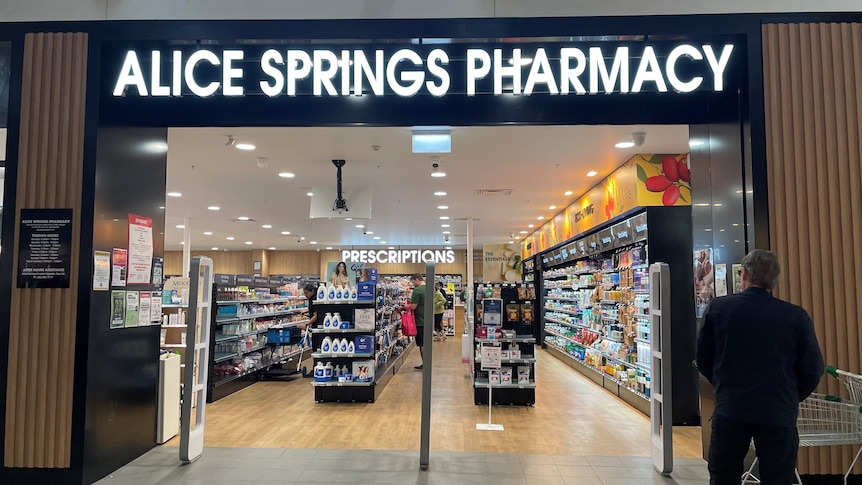 A pharmacy with a sign that reads Alice Springs Pharmacy