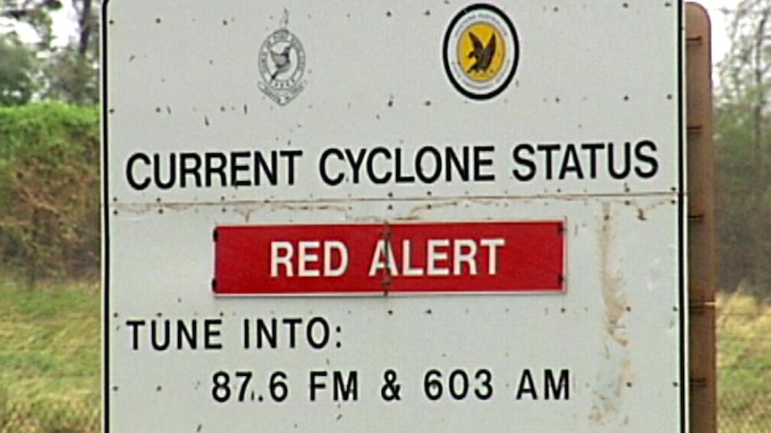 Red alert sign on the outskirts of Port Hedland.