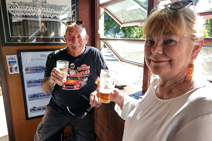 People in the Criterion Hotel in Rockhampton.