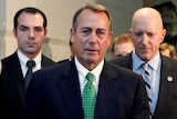 John Boehner walks out with House Republicans.