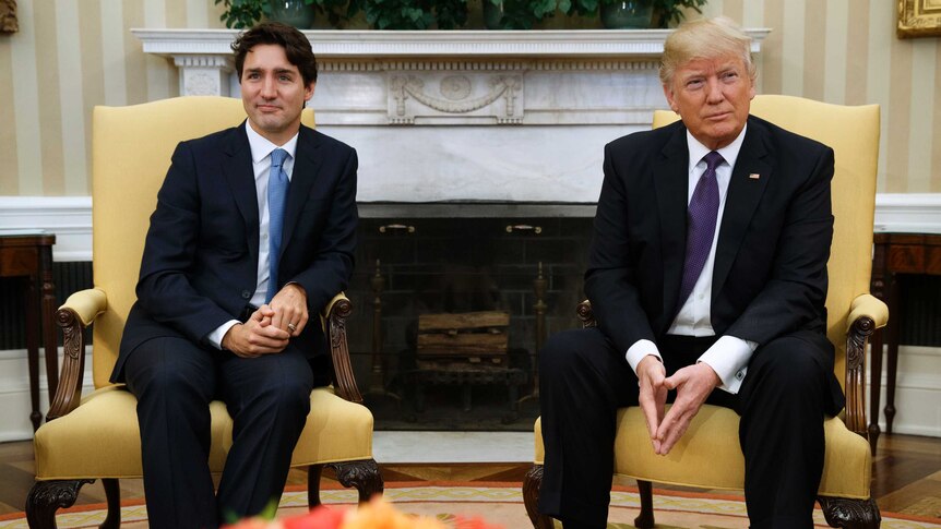 Canadian prime minister Justin visits the US for the first time since Donald Trump became president.