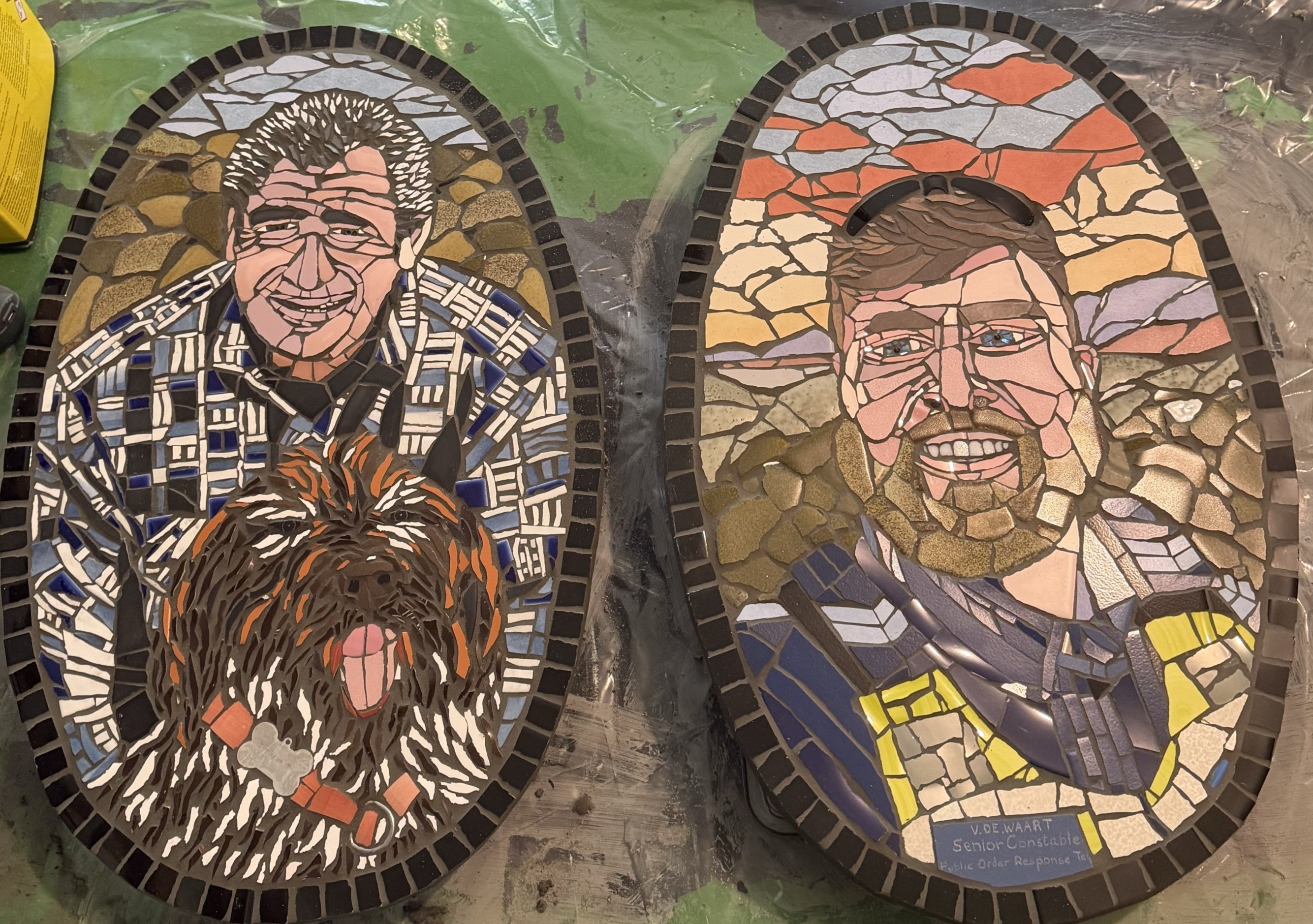 Mosaic artist reveals personal tribute to fallen officers in Porepunkah