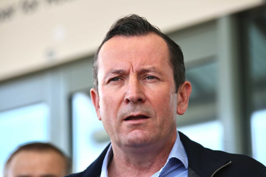 Mark McGowan making an announcement outside his Rockingham electoral office.