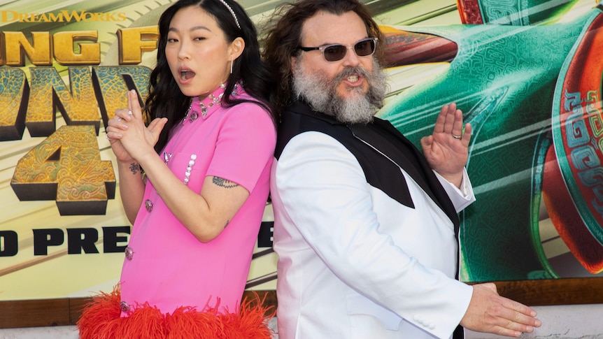 Awkwafina and Jack Black at the premiere of Kung Fu Panda 4