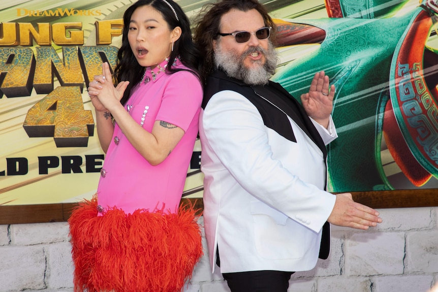 Awkwafina and Jack Black at the premiere of Kung Fu Panda 4