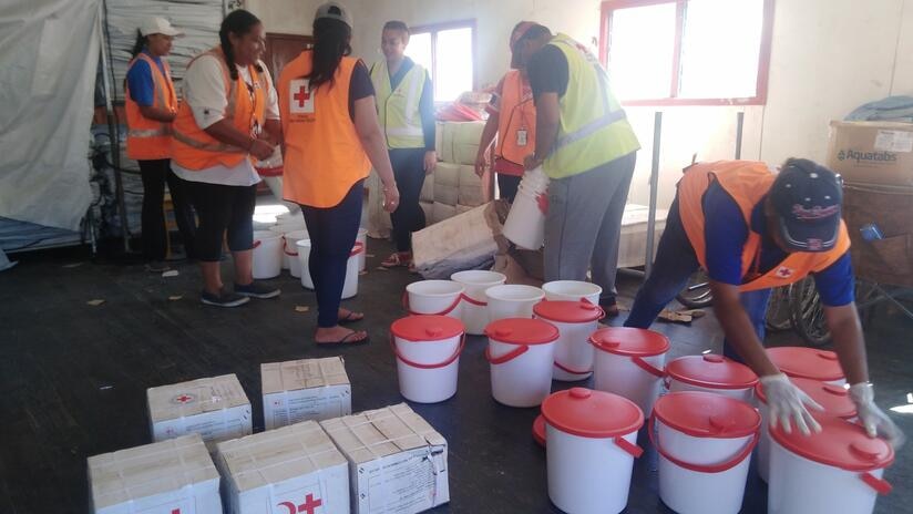 Tongan Red Cross emergency teams are providing relief to people affected by the tsunami