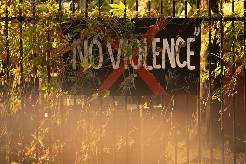 A 'No violence' sign in Wadeye.