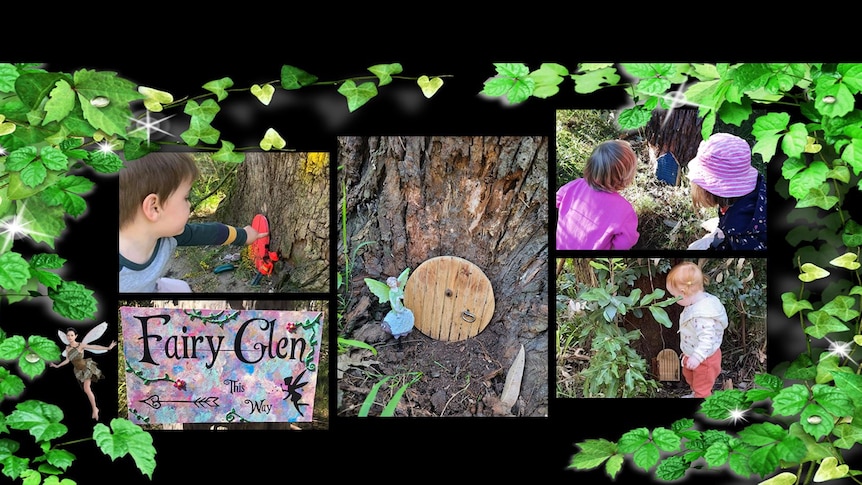 An image showing decorations on a bush track.