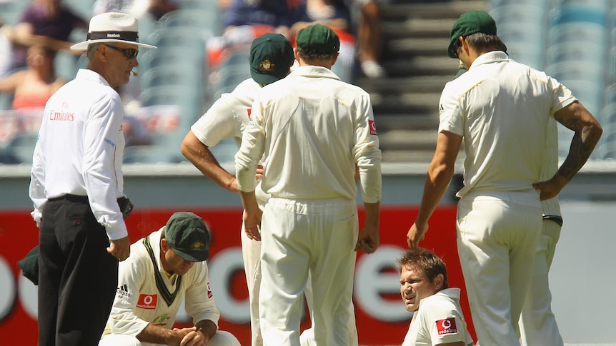 Out for months ... Harris was Australia's most efficient bowler until he fractured his ankle.