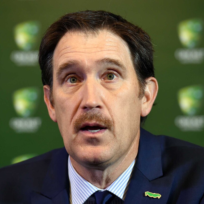 Cricket Australia chief executive James Sutherland at a press conference in Hobart.