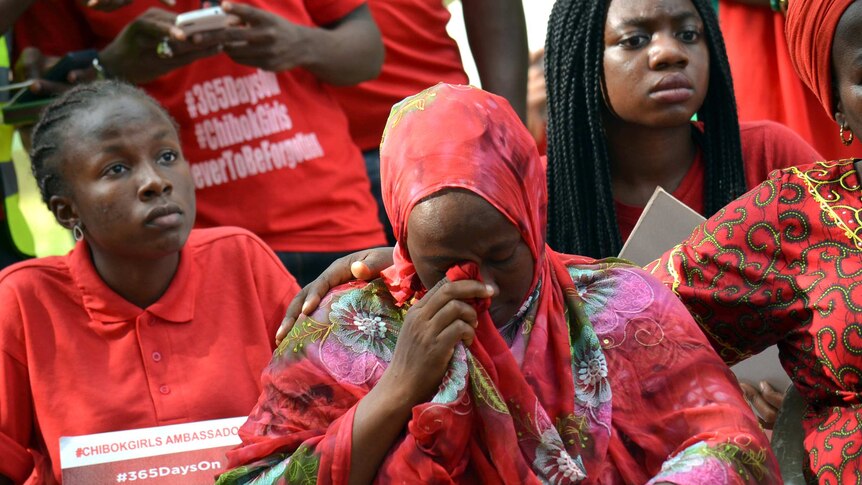 Relatives at a rally for Chibok schoolgirls