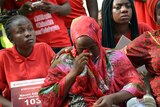 Relatives at a rally for Chibok schoolgirls