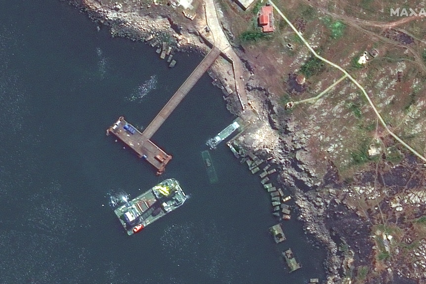 Russian sunken boat Snake Island