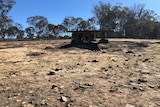 A jetty into the dry bed of Storm King Dam, where Stanthorpe's water supply is meant to be.