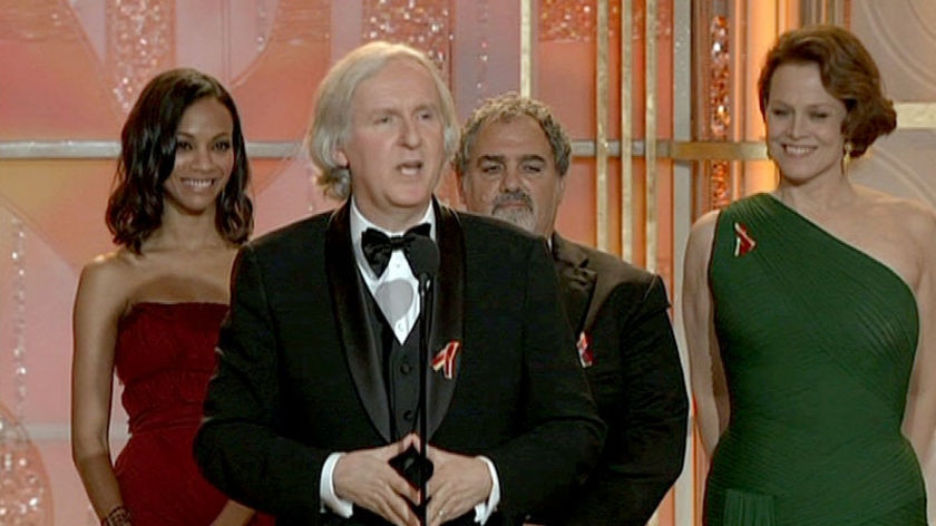 Cameron accepting the best picture Oscar for Avatar