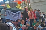 Occupy Perth protesters outside marquees