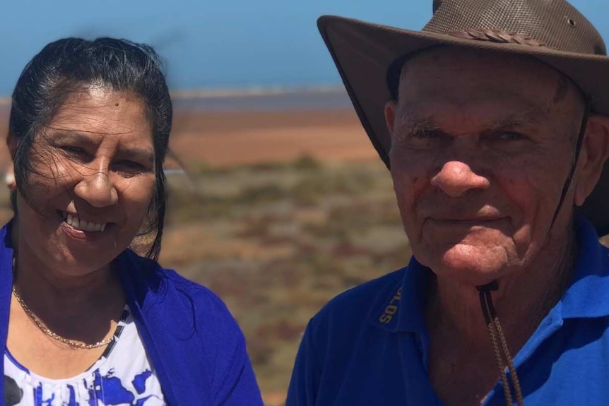 Bob Dorey and Kathleen Musulin standing together near Carnarvon's One Mile Jetty