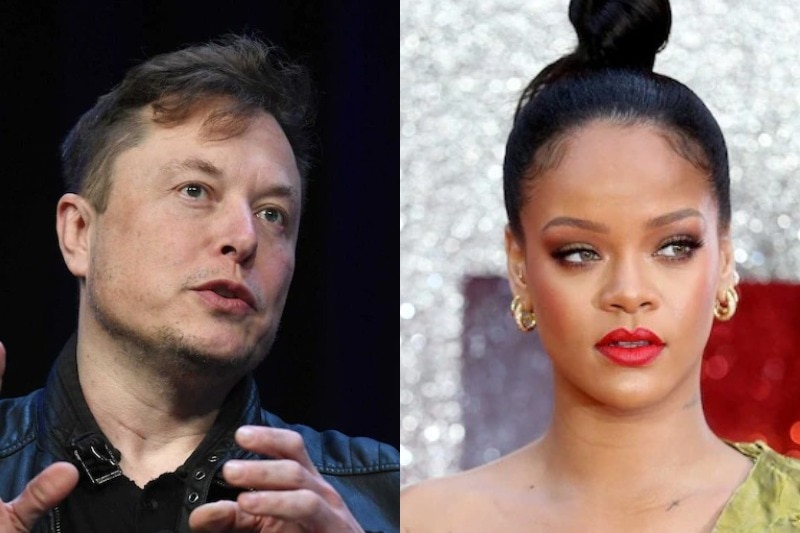 Composite image of Elon Musk and Rihanna
