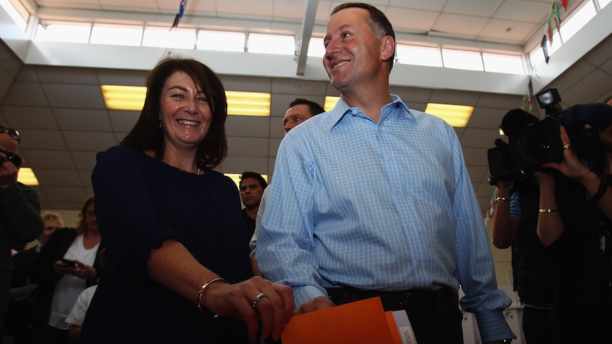 John Key and his wife Bronagh vote at Parnell Primary School, Auckland.