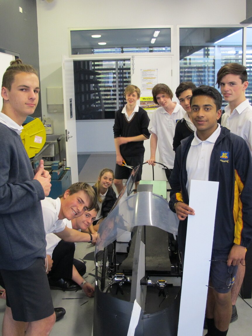 Perth Modern students with their pedal power car