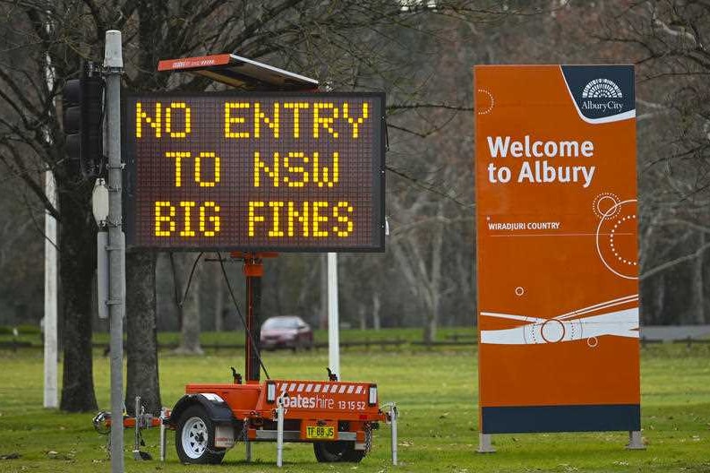 A warning sign at Albury in July.