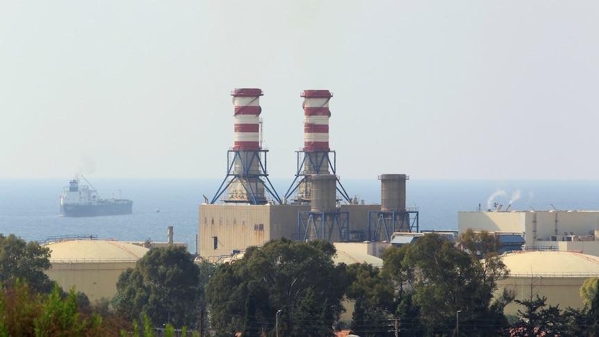 A view of the Zahrani power plant in Lebanon during the day