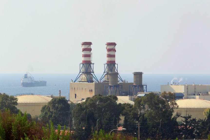 A view of the Zahrani power plant in Lebanon during the day