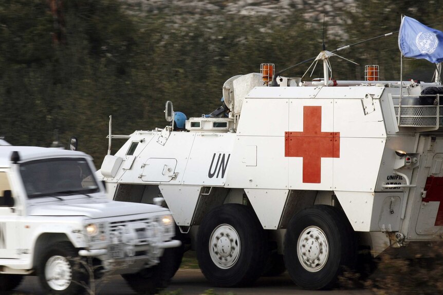 UNFIL UN Interim Force in Lebanon armoured vehicle, Lebanon village