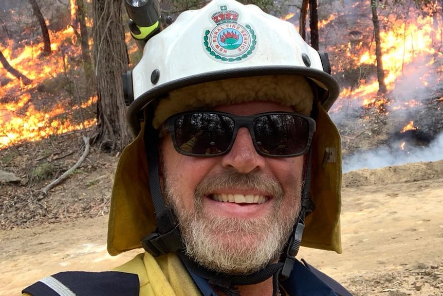 A headshot of firefighter Mark Davis near Picton, NSW.
