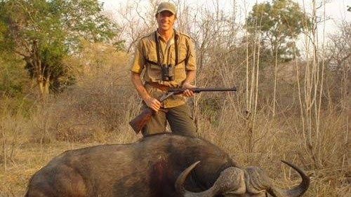 McGrath poses with dead buffalo