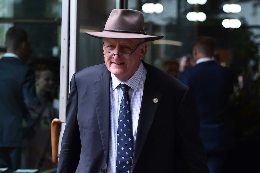 Tim Fischer at a funeral in Melbourne in 2016