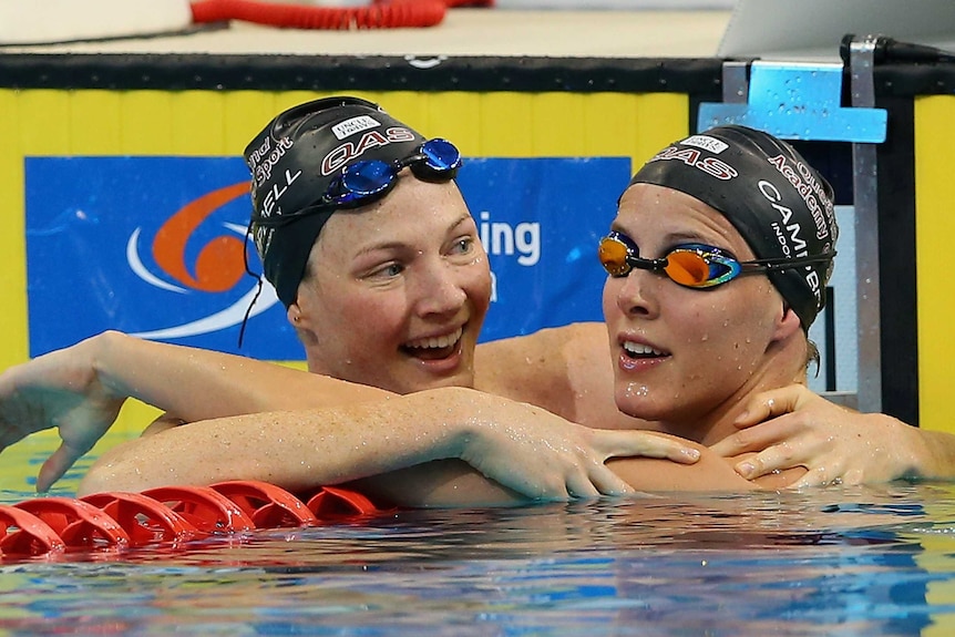 The Campbell sisters congratulate each other