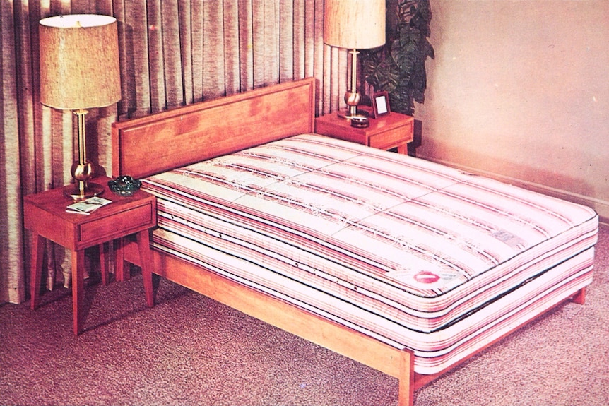 A retro-looking bed.