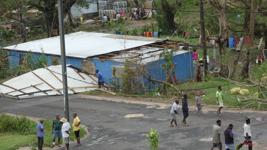 A house roof at Fres Wota Area in Port Vila blown off by cyclone Kevin