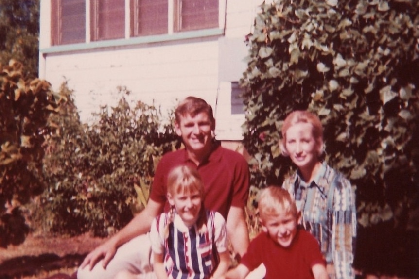 An old photo shows Scott Moller with his parents and sister in 1971.