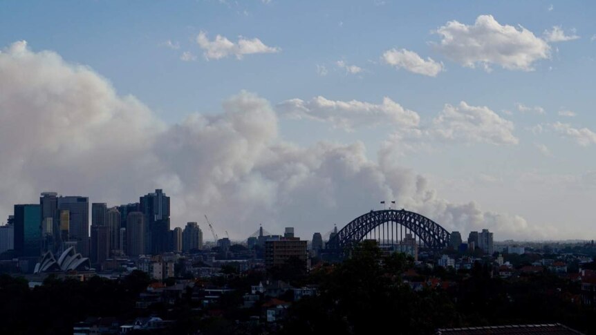 smoke over a city skyline