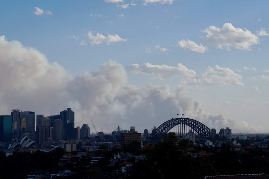 smoke over a city skyline