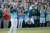 Sergio Garcia reacts in shock after winning the Masters