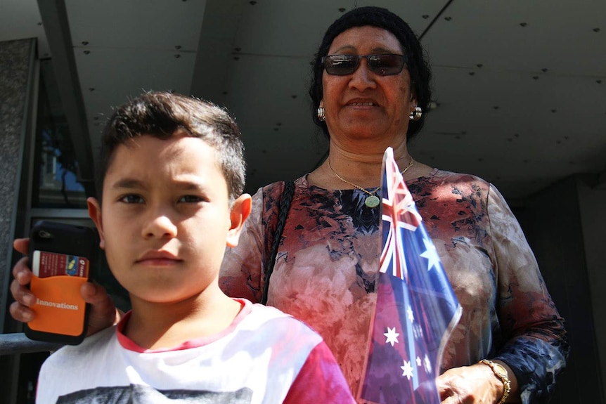 Micah Toki and Vagi Bamford at the parade