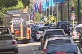 Traffic banked up on St Georges Terrace in Perth