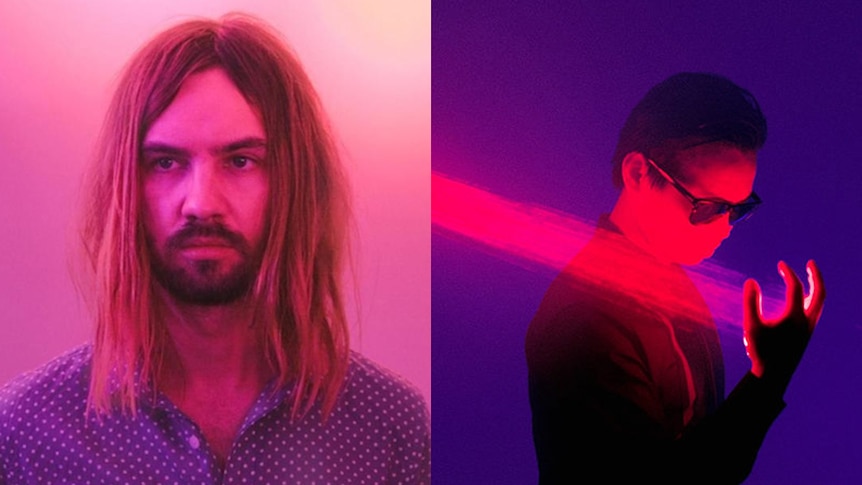 A composite image of Tame Impala's Kevin Paker and ZHU