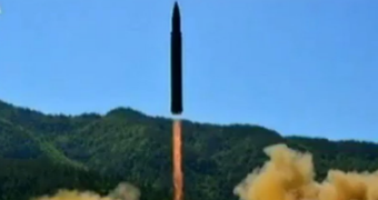 Launch of Hwasong-14 ICBM in North Korea.