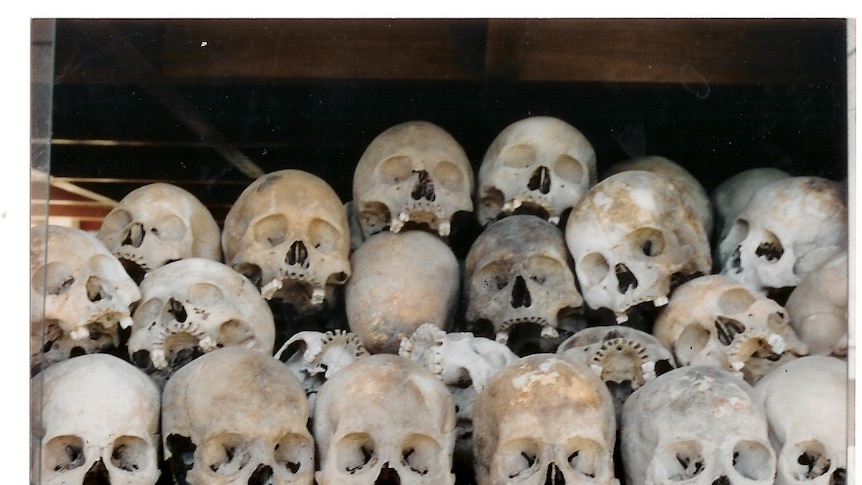 A pile of skulls in Cambodia