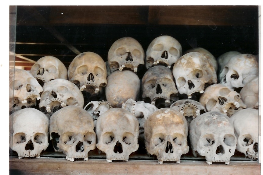 A pile of skulls in Cambodia