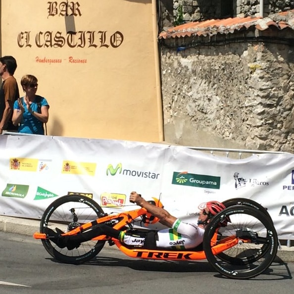 Grant Allen racing at World Championships in Spain.