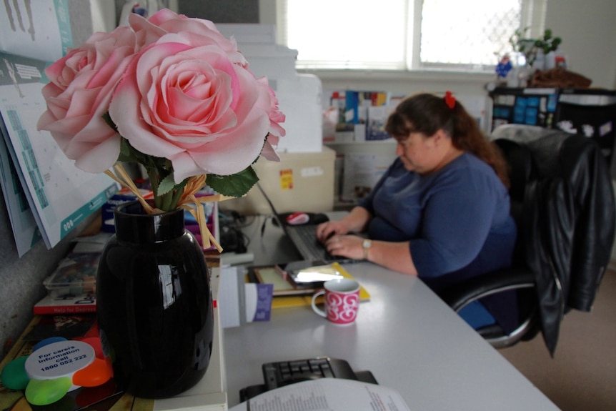 Ms Brown at work in the Albany DSN main office